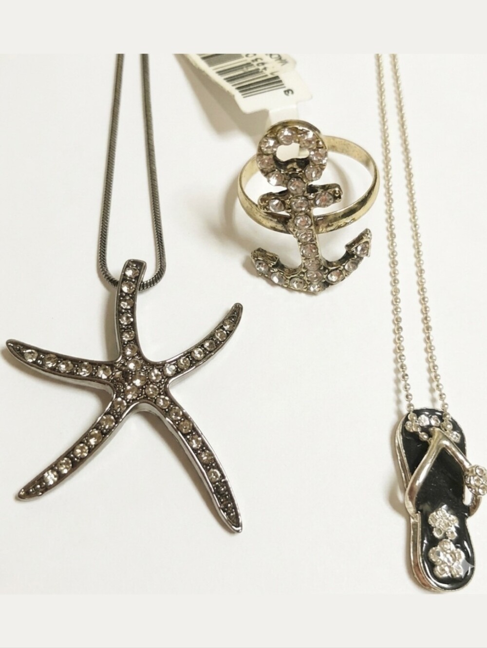 3pc Jewelry Set Beach Themed Nautical Summer Cruise Travel Silver Gunmetal